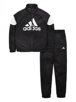 adidas Boys Badge of Sport Tracksuit - Black, Size 11-12 Years