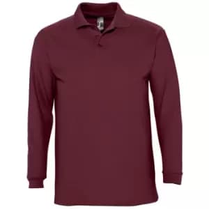 SOLS Mens Winter II Long Sleeve Pique Cotton Polo Shirt (M) (Burgundy)