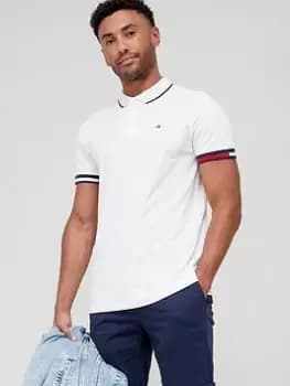 Tommy Jeans Flag Cuffs Polo Shirt, White, Size S, Men
