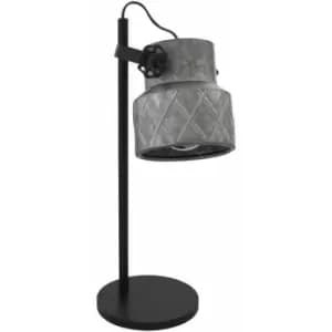 Table Lamp Desk Light Black Base & Raw Steel Drum Shade 1 x 40W E27 Bulb