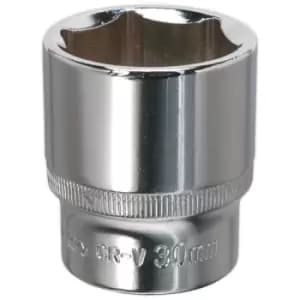 Sealey SP1230 WallDrive Socket 30mm 1/2"Sq Drive Fully Polished