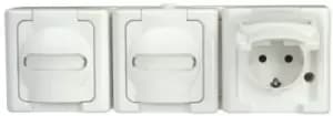 Kopp White 3 Gang Plug Socket, 2+E Poles, 16A, Type F - German Schuko