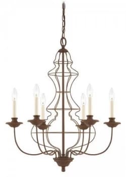 6 Light Chandelier Rustic Antique Bronze Finish, E14