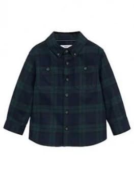 Mango Baby Boys Long Sleeved Checked Shirt - Navy