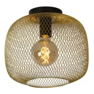 Lucide MESH - Flush Ceiling Light - Ø30cm - 1xE27 - Matt Gold, Brass
