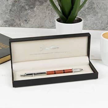 Stratton Ballpoint Pen - Chrome & Cherry Wood Effect Resin