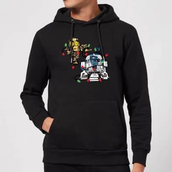 Star Wars Tangled Fairy Lights Droids Christmas Hoodie - Black