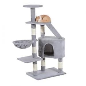 PawHut Cat Tree Grey 400 mm x 550 mm x 1250 mm