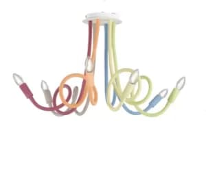 LOVER 6 Light Multi Arm Semi Flush Ceiling light Multicolour 100x120cm