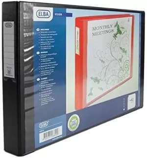 Elba A3 40mm PVC 4 D Ring Oblong Ring Binder Black Pack of 2