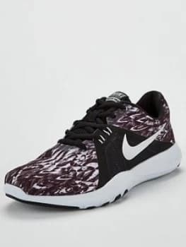 Nike Flex Trainer 8 Print Black White Silver Size 3 Women