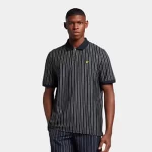 Mens Pinstripe Polo - Dark Navy - M