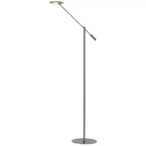 Lucide ANSELMO - Floor Reading Lamp - Ø25cm - LED Dim. - 1x9W 3000K - Satin Chrome