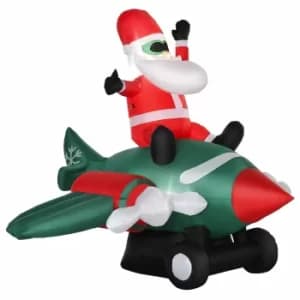 Inflatable Light Up Santa on Plane 160cm