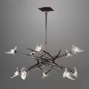 Flavia Up-Down pendant light round 10 G9 bulbs, Black chrome