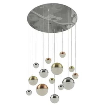Searchlight Lighting - Searchlight Planets 14 Light Pendant Copper, Chrome, Satin Brass Caps & Crystal Sand 4000K