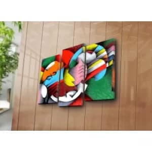 3KBPAT-37 Multicolor Decorative Canvas Painting (3 Pieces)