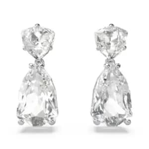 Mesmera Mixed Cuts White Rhodium Plated Drop Earrings 5661683
