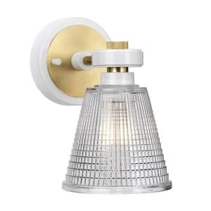 1 Light Wall Light Brass Glass Shade IP44, G9
