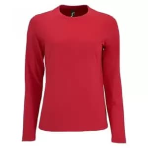 SOLS Womens/Ladies Imperial Long Sleeve T-Shirt (M) (Red)