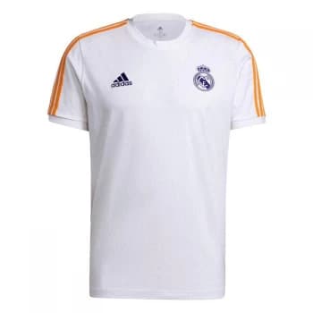 adidas Real Madrid 3-Stripes T-Shirt Mens - White / Victory Blue / Lucky O