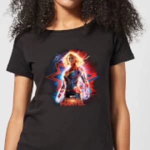Captain Marvel Poster Womens T-Shirt - Black
