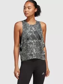 adidas Training Icons Printed Graphic Vest - Green, Size L, Women