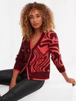 Joe Browns Animal Flower Mix Cardigan -red, Red, Size 10, Women