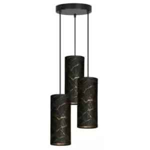 Karli Black Cluster Pendant Ceiling Light with Black Fabric Shades, 3x E14