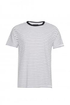 Mens French Connection Fine Stripe Jersey T Shirt White