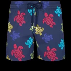 Men Stretch Short Swim Shorts Ronde Des Tortues - Moorise - Blue - Size L - Vilebrequin