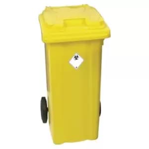 Slingsby Lockable Clinical Waste Wheelie Bin 80l 2 Wheeled Yellow