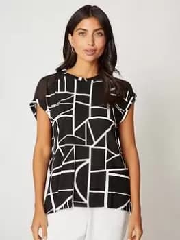 Wallis Geo Print T-Shirt - Multi, Size 16, Women