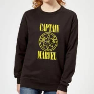 Captain Marvel Grunge Logo Womens Sweatshirt - Black
