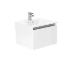 Newland 500mm Single Drawer Ceramic Basin Unit - White Gloss