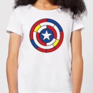 Marvel Captain America Stained Glass Shield Womens T-Shirt - White - 3XL
