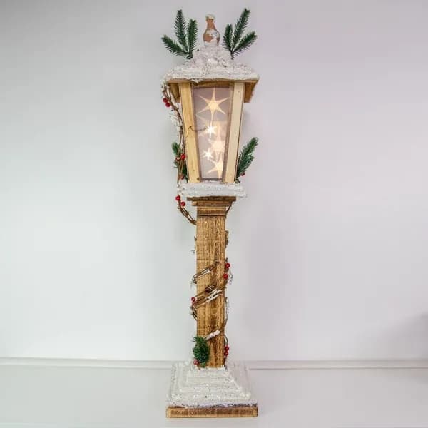 Christmas Workshop 85cm Wooden Lamp Post With Rotating Star Light 70769