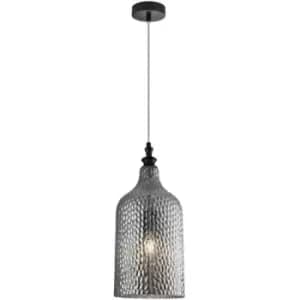 Netlighting Merano Francisco Dome Pendant Ceiling Light Smoky Grey Glass Matt Bl