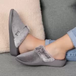 totes Isotoner Velour Ladies Mule Slippers Grey