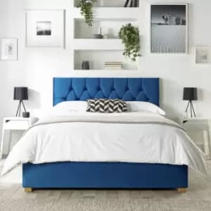 CL Boutique Velvet Kingsize Ottoman Bedframe - Navy