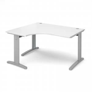 TR10 Deluxe Left Hand Ergonomic Desk 1400mm - Silver Frame White Top