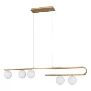 Netlighting Merano Coral 5 Light Bar Pendant Ceiling Light White Opal Glass Bras