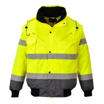 Oxford Weave 300D Class 3 Hi Vis Contrast BomberJacket Yellow / Grey 3XL