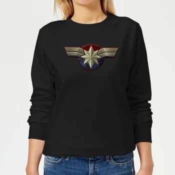 Captain Marvel Chest Emblem Womens Sweatshirt - Black - M