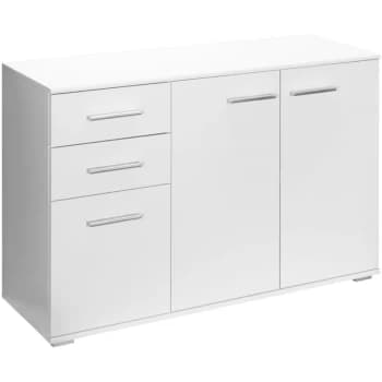 Sideboard Drawer Chest Living Room Office White Beech Oak Modern Cabinet White - Deuba