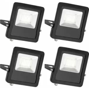 4 pack Outdoor IP65 LED Floodlight - 30W Cool White LED - Angled Wall Bracket