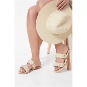 I Saw It First Double Strap Ruched Leather Sandals - Brown