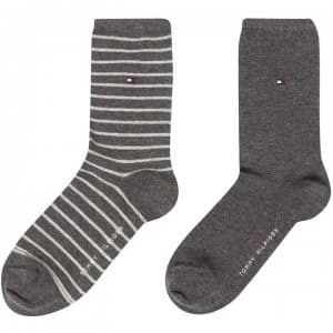 Tommy Bodywear Small Stripe 2 Pair Pack Ankle Socks - Grey