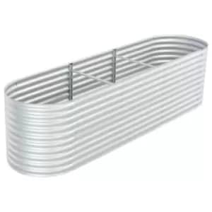 Vidaxl Garden Raised Bed 320X80X81cm Galvanised Steel - Silver