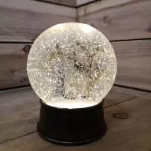 18cm Christmas Water Spinner Globe With Reindeer Scene LED Light - Snowtime